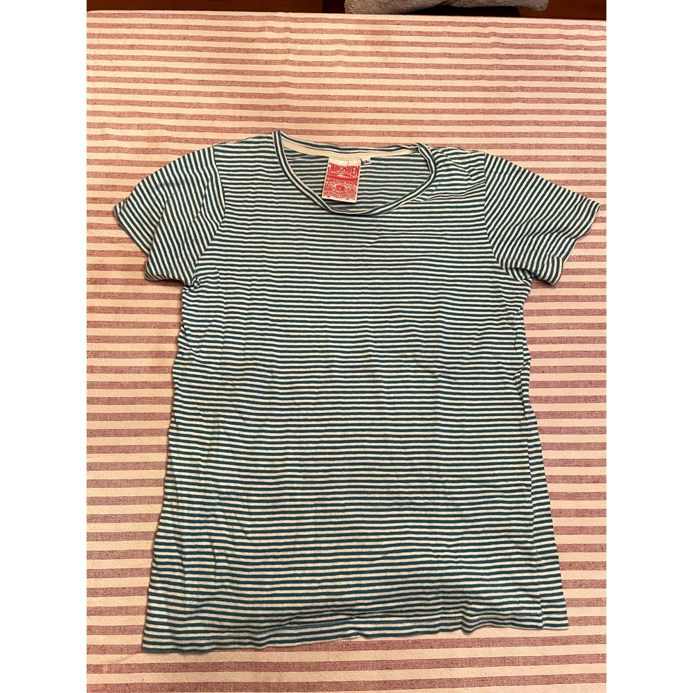 Jungmaven Men's T Shirt Large Blue Stripe
